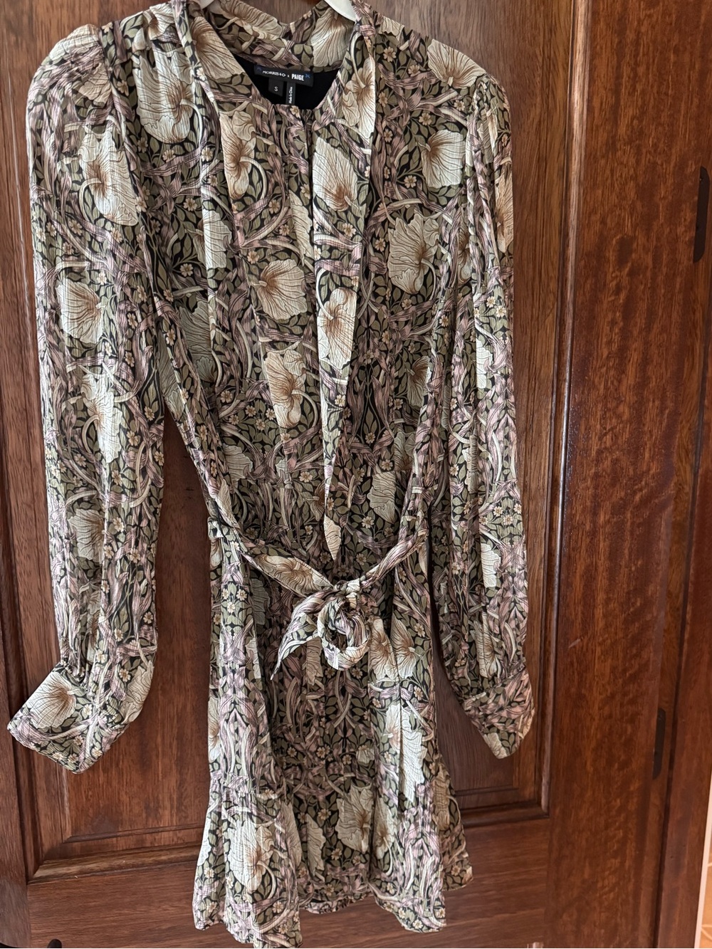 PAIGE Floral Mini Dress in Olive, Cream & Pink